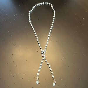 Freshwater Pearl Lanyard Necklace w/Crystal Beads 39"